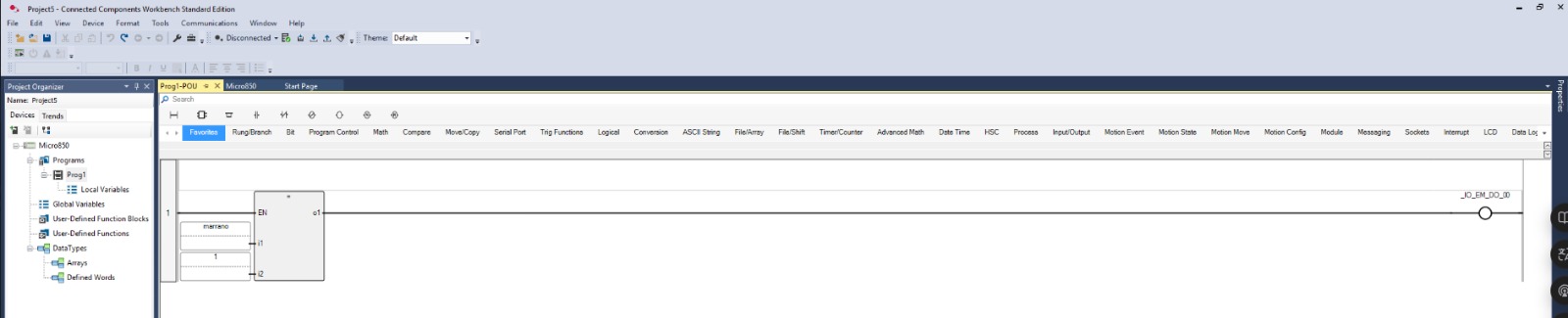 Código Ladder cargado al PLC