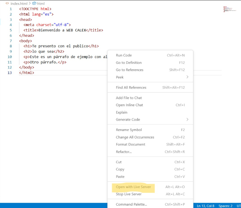 Open with Live Server