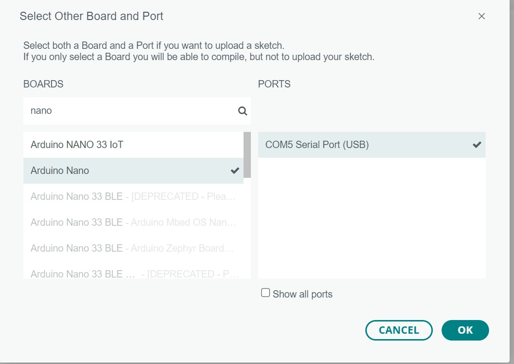 arduino nano conexión