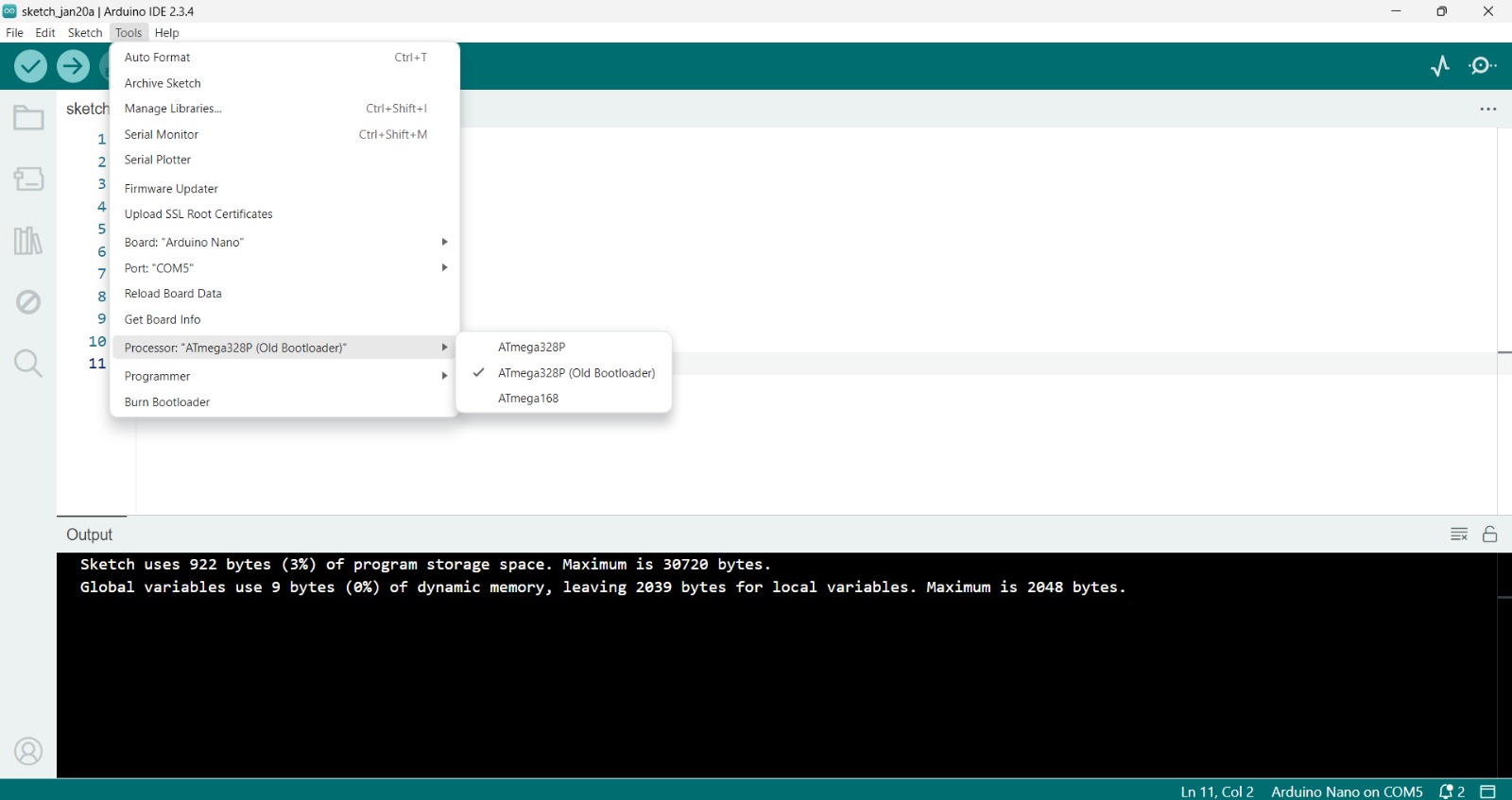 arduino nano conexión