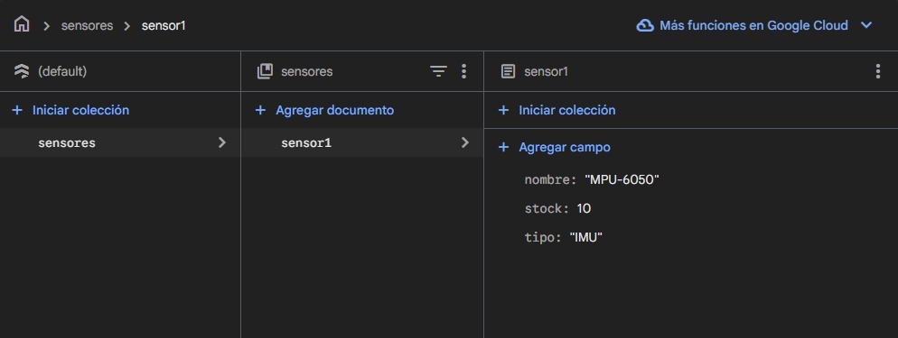 Colección de prendas en Firestore