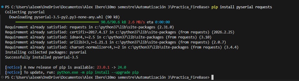Instalación de pyserial y requests